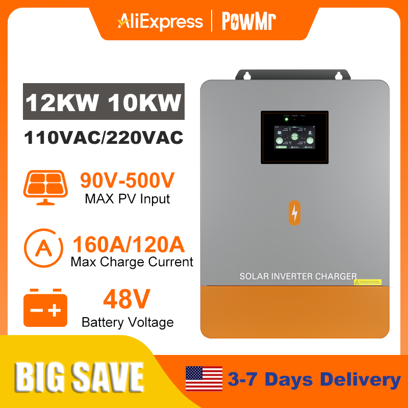 Инвертор PowMr 12 кВт 10 кВт с – обзор и цена Split Phase Inverter 10Kw 110V 220V